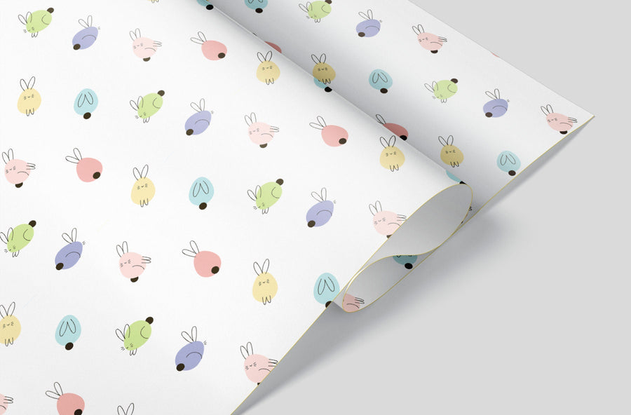 Pastel Easter Bunny Wrapping Paper Sheets Animal Party Gift